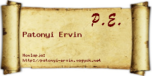 Patonyi Ervin névjegykártya
